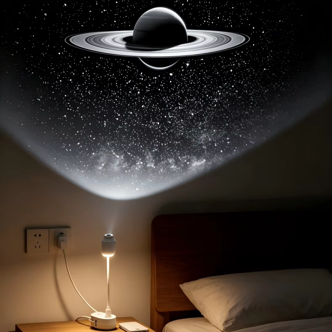 USB Galaksi Projektör 2’si 1 Arada – LED Gece Lambası – 360° Ayarlanabilir 3 Değiştirilebilir Filmli LED Projektör