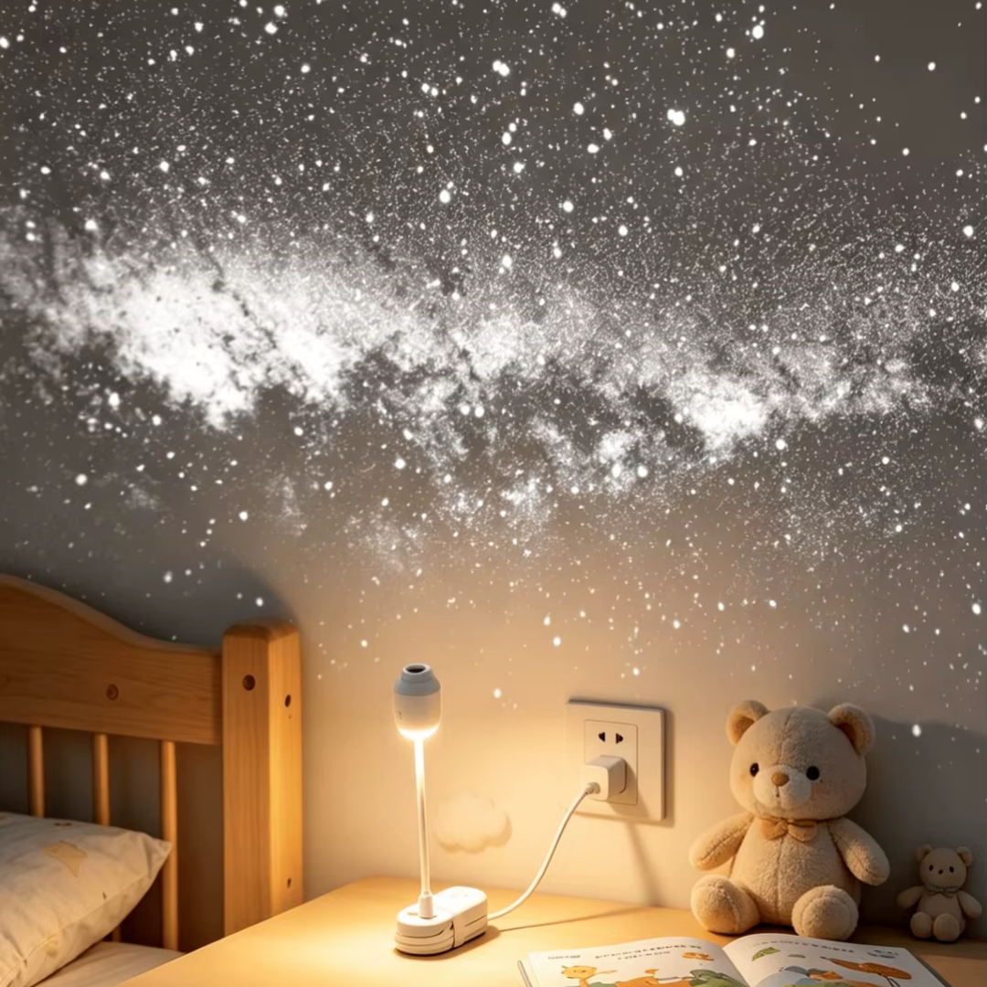 USB Galaksi Projektör 2’si 1 Arada – LED Gece Lambası – 360° Ayarlanabilir 3 Değiştirilebilir Filmli LED Projektör