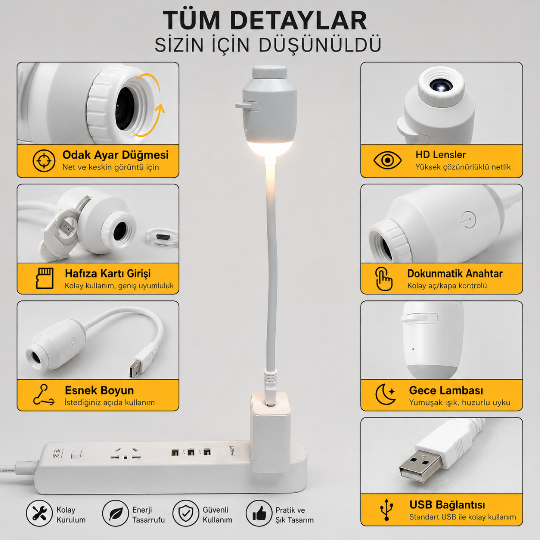 USB Galaksi Projektör 2’si 1 Arada – LED Gece Lambası – 360° Ayarlanabilir 3 Değiştirilebilir Filmli LED Projektör